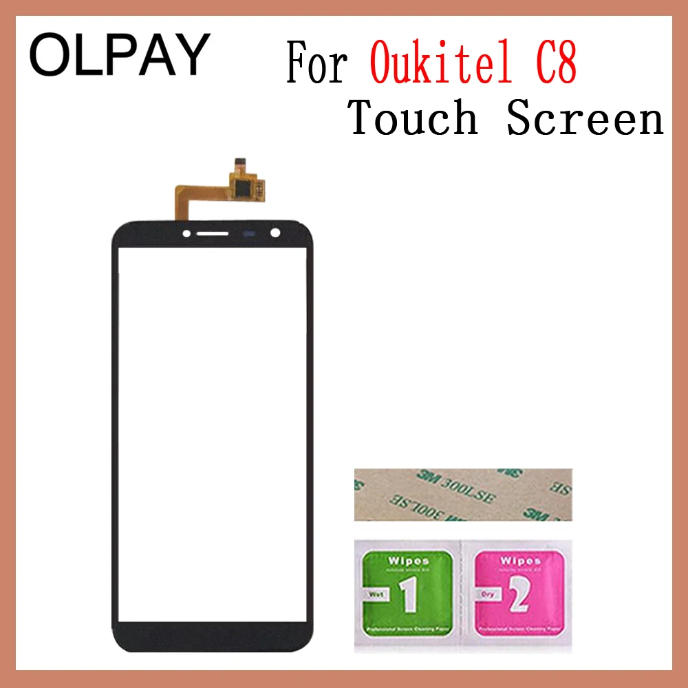 Oukitel C8 Black Сенсорная панель мобильного телефона для Oukitel C3 C4 C5 C8 C9 C11 Pro Сенсорный экран дигитайзер сенсор внешняя стеклянная панель объектива - Цвет: Oukitel C8 Black