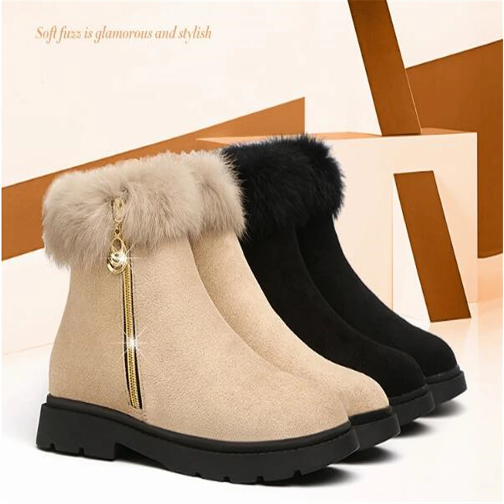 Женские ботильоны из флока Теплая обувь осень-зима однотонные Ботинки martin на