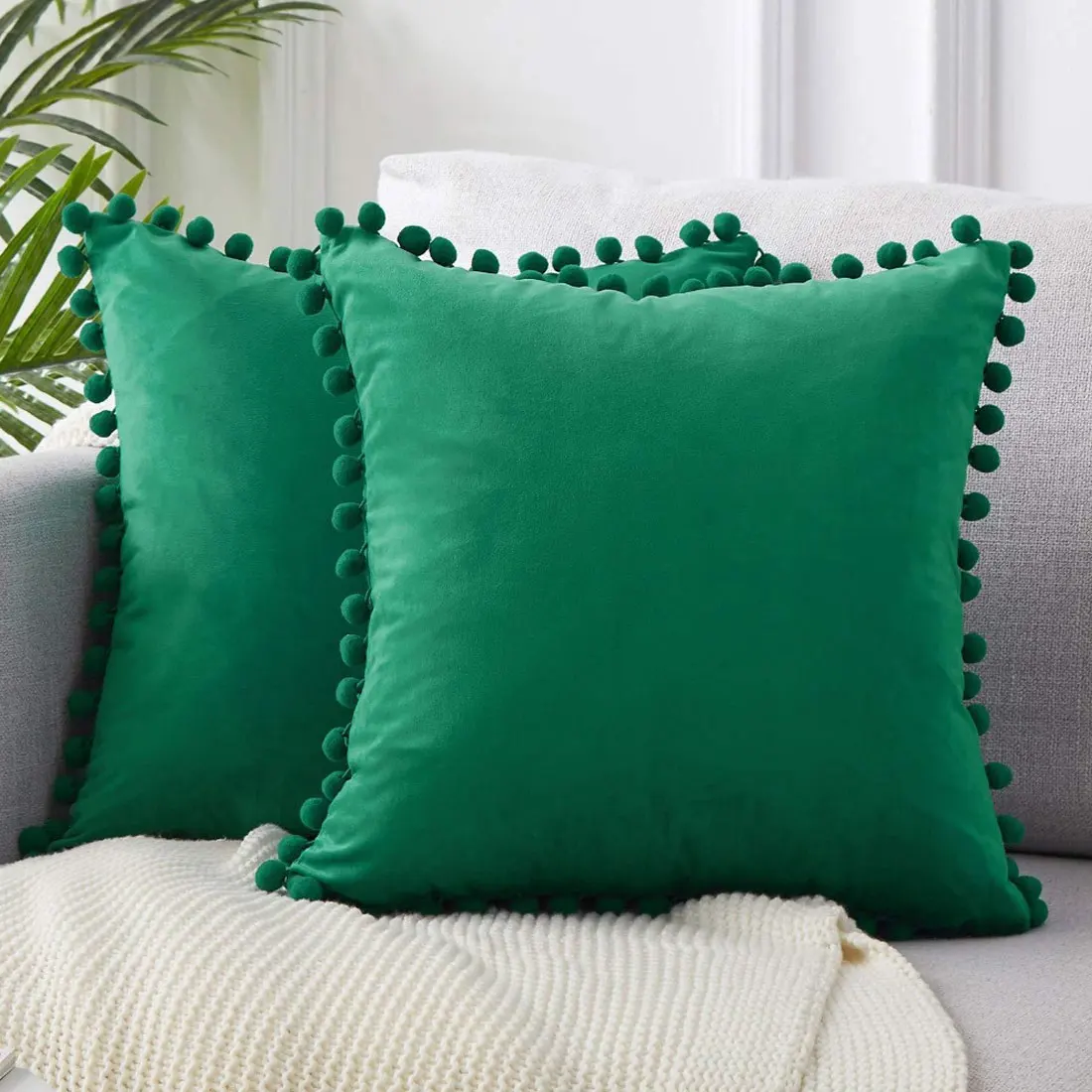 

Cushion pillowslip Soft Velvet Decorative Cushion with Ball Home Decor for Bedroom Sofa Pillowcase Pillow Whithout Inner Core