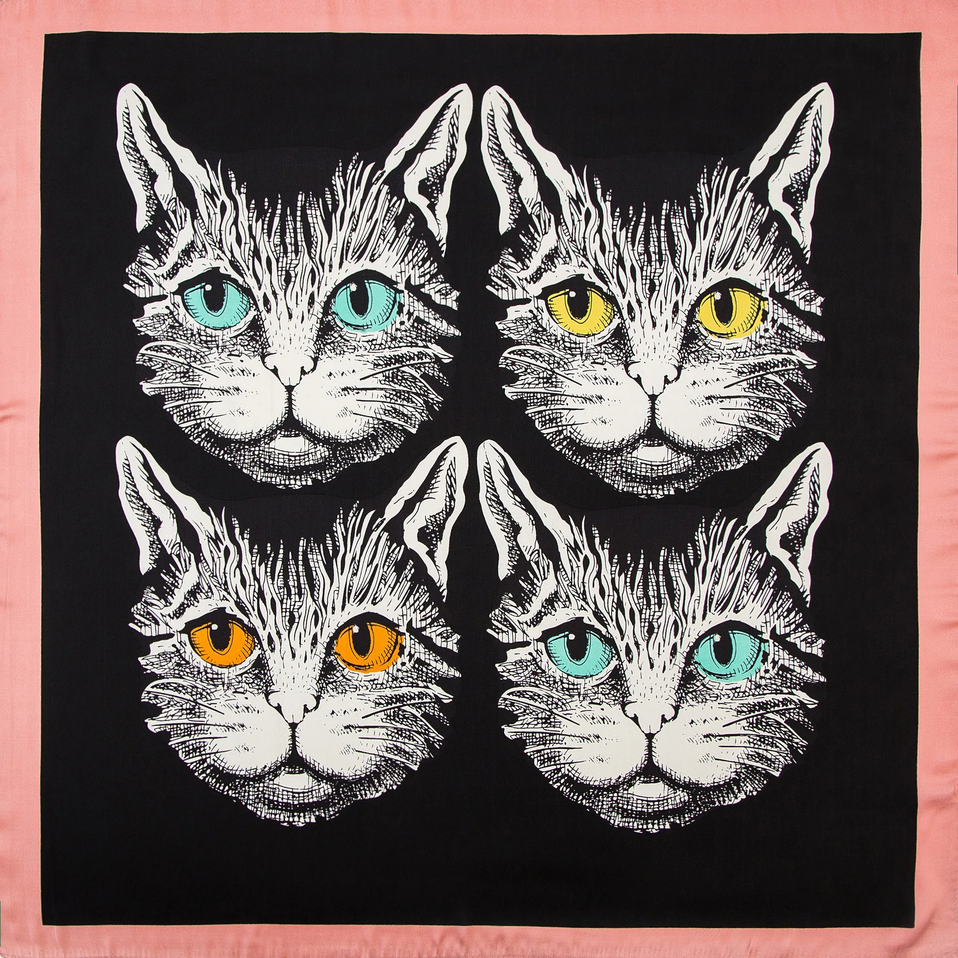 Модный кошачий платок с принтом шарф для волос женщин шелковые атласные сумочки