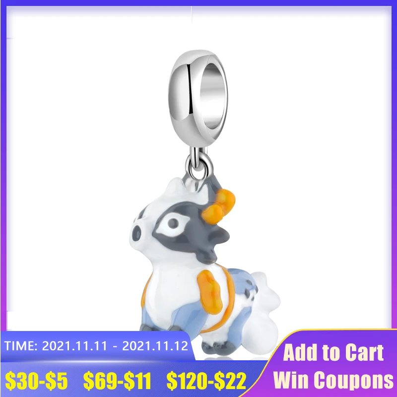 

Chinese Auspicious Animal Kirin 925 Sterling Silver Enamel Beads for Jewelry Making Fit Original Charms Pendant Bracelet DIY
