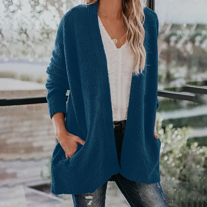 Кардиган Свитеры для женщин Мягкий трикотажный свитер с длинными рукавами