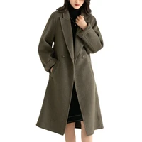 mid length double sided cashmere coat womens 2021 new autumn and winter fashion is thinner korean wool coat office lady solid
