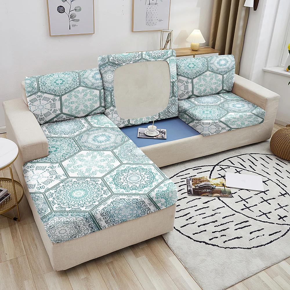 Elastic Sofa Seat Cushion Cover Mandala Pattern Slipcover Pets Kids Furniture Protector L Shape Slipcovers | Дом и сад