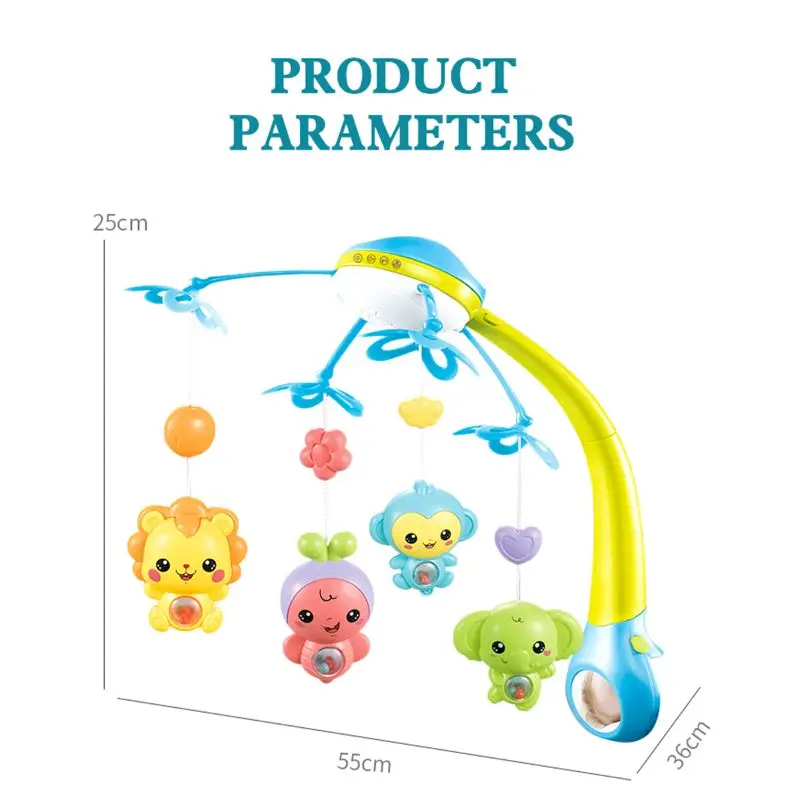 

Baby Rattles Crib Mobiles Toy Holder Rotating Mobile Bed Bell Musical Box Projec