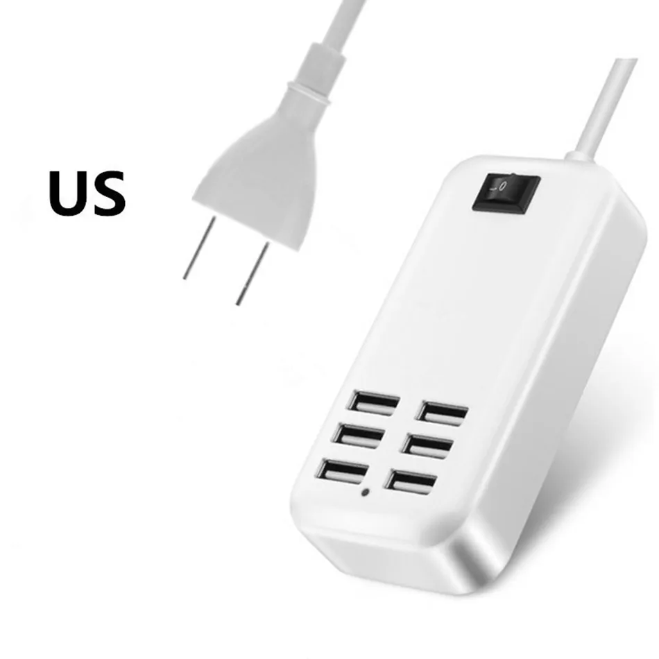 6 USB зарядное устройство EU/US Plug 6 usb портов несколько настенных 20 Вт 3A 1,5 м смарт-адаптер для мобильного телефона планшета зарядное устройство для iPhone iPad