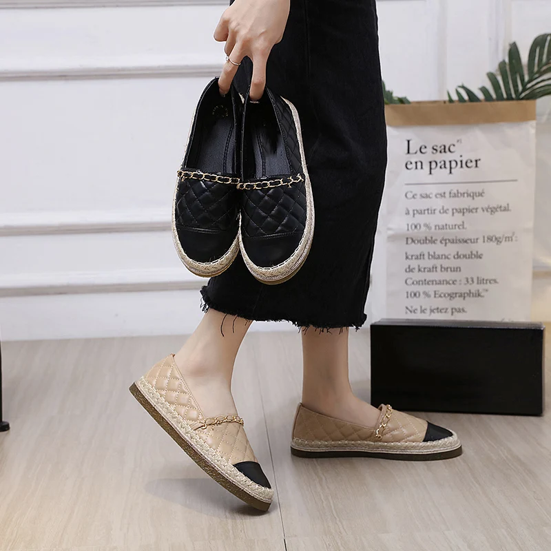 Туфли женские холщовые повседневные лоферы плоская подошва удобные обувь в