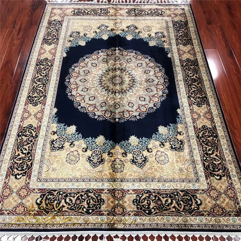 Персидский шелковый ковер ручной работы с узлом 5 5x8 дюймов домашний интерьерный