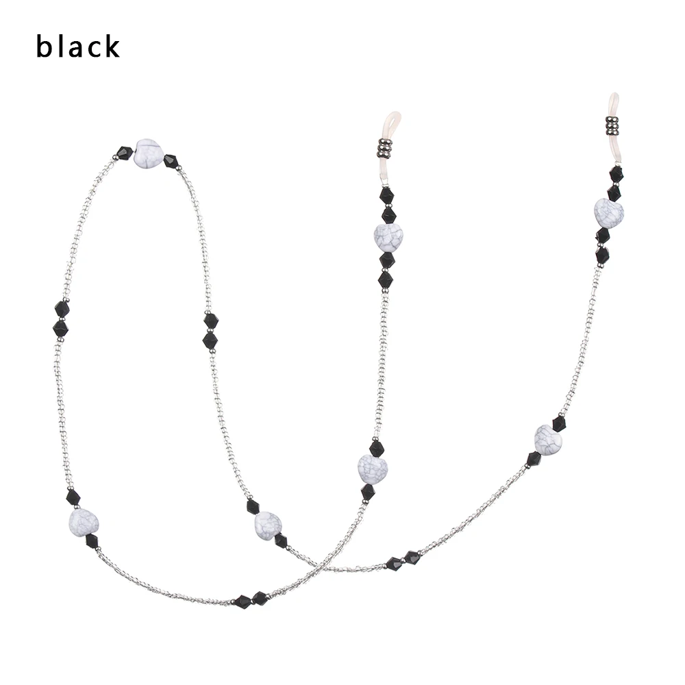black 1 шт. новые модные, в форме сердца, очки для чтения из бисера, солнцезащитные очки с цепочкой очки с эластичной лентой Спортивные очки веревка шейный ремень - Цвет: black