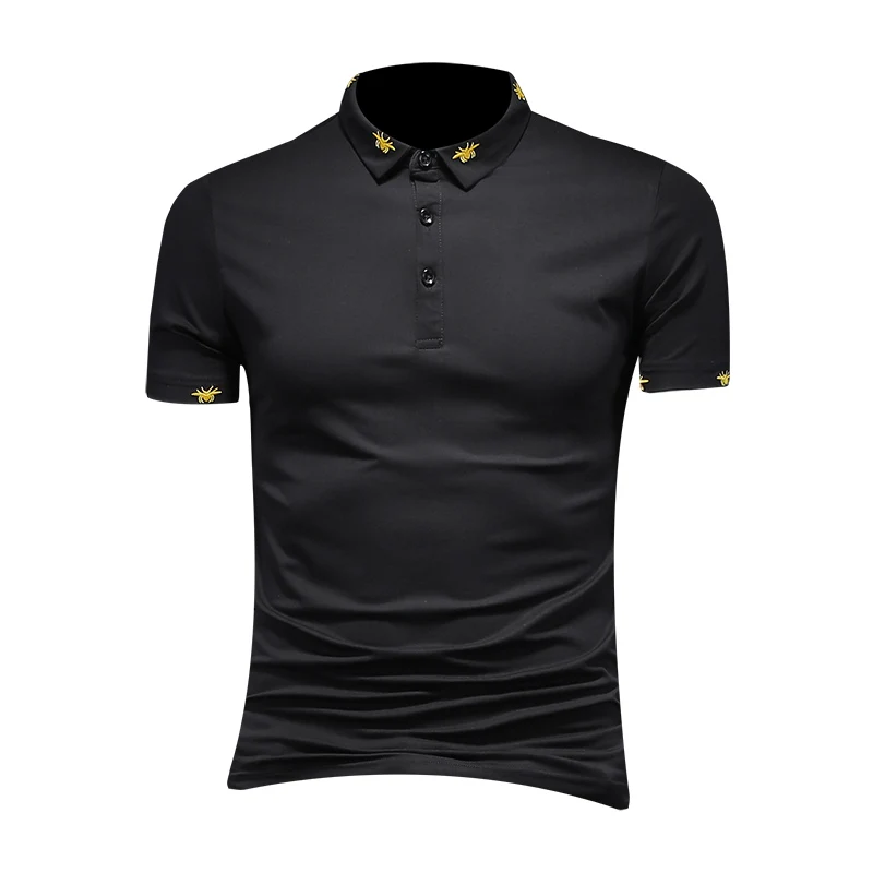

2021 new spider mercerized cotton short sleeve shirt men's Polo Qiantang 6016-e167p75 fake model black