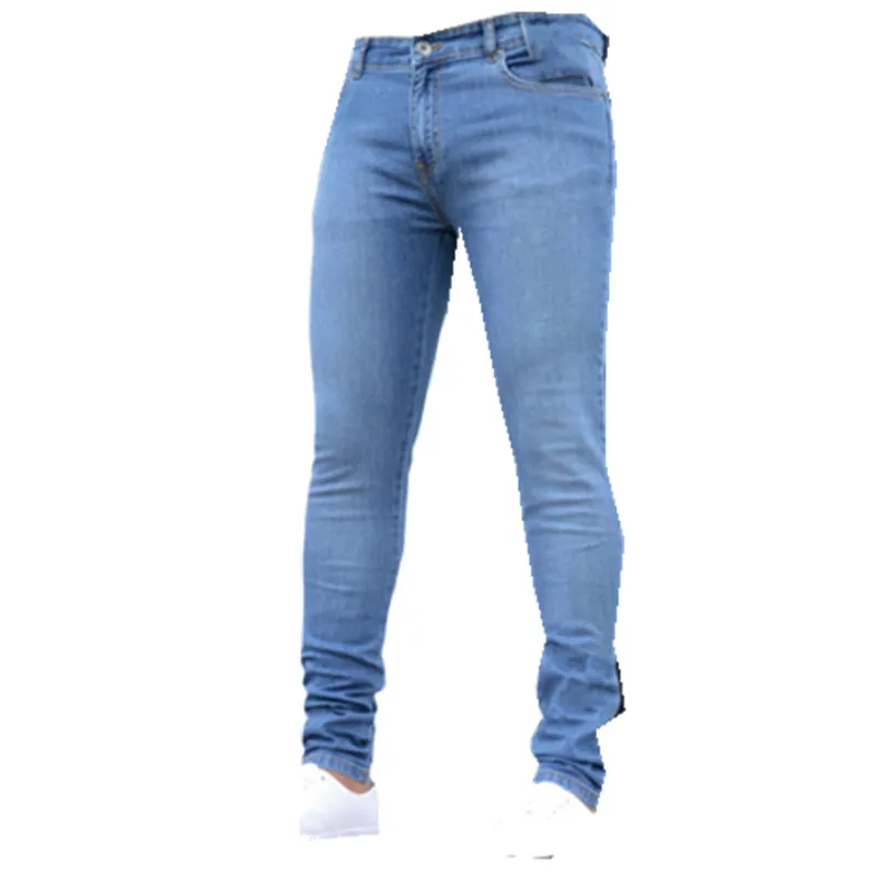 

Mens Casual Regular Fit Jeans Skinny Denim Pants Solid Color Waist Sizes Trousers
