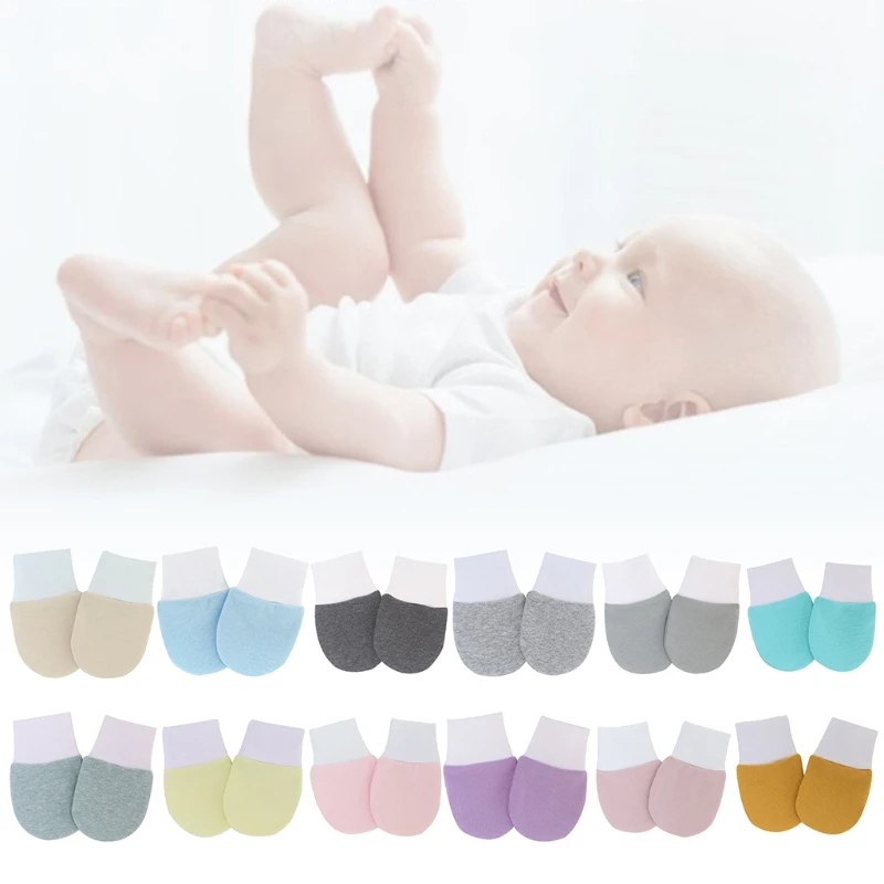 

1 Pair Baby Anti-scratch Soft Cotton Gloves Color Matching Newborn Handguard Mittens Infants Supplies