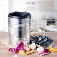 3l compost bin vegetable residue peel household durable stainless steel kitchen black charcoal filter recycling compost bin