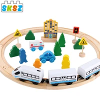 5 styles electric train set wodden rail track railway compatible with normal brand beech train road building blocks toy children