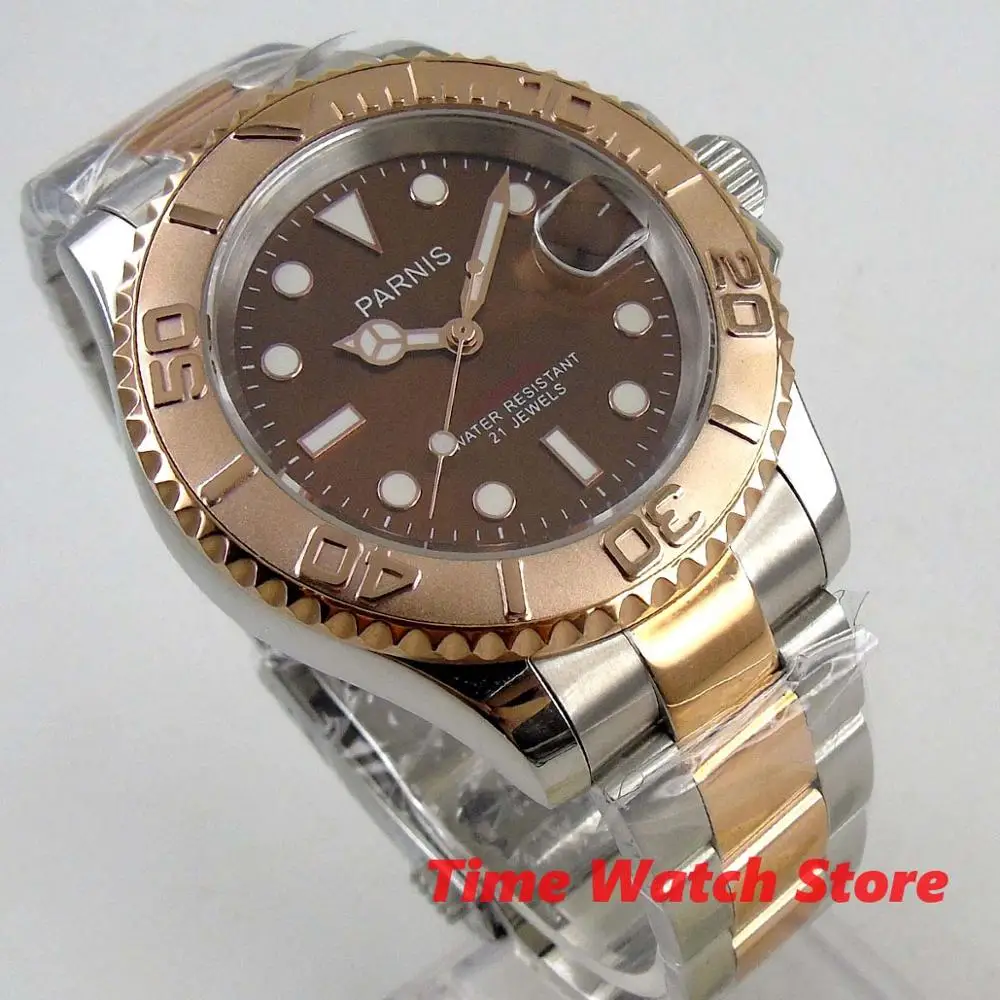 Мужские автоматические часы Parnis 40 мм сапфировое стекло водонепроницаемый