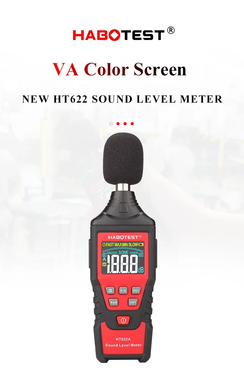 Habotest HT622A цифровой измеритель уровня звука регистратор 30~ 130 дБ цифровой диагностический инструмент ЖК-подсветка Высокая сигнализация регистрации данных