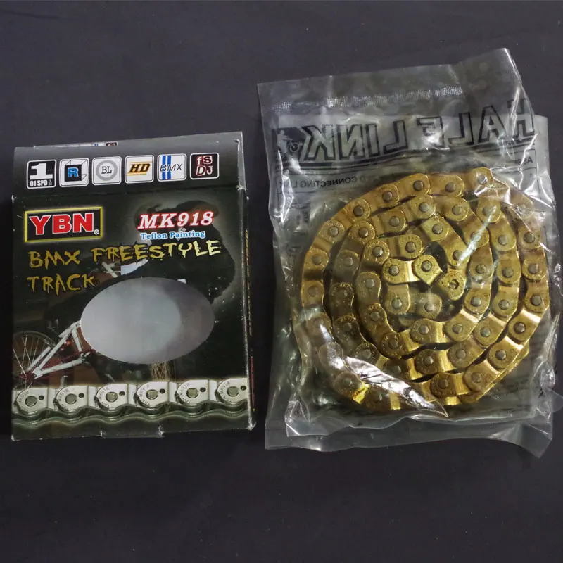 High strength single peed bike chain half cut for BMX street 102L 1/2&quot×1/8&quot gold silver | Спорт и развлечения