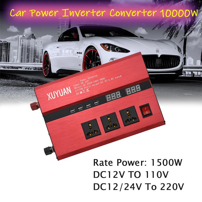 

Car Power Inverter 10000W LCD Display 12V TO 110V 12/24V to 220V Auto Car Inverter Converter Voltage Charger Transformer