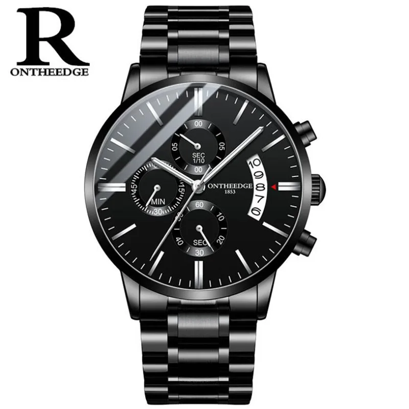 

Men's Watch Luxury Brand Fashion Black Stainless Steel Business Watch Quartz Watches Military Army Sport Waterproof Wristwatch
