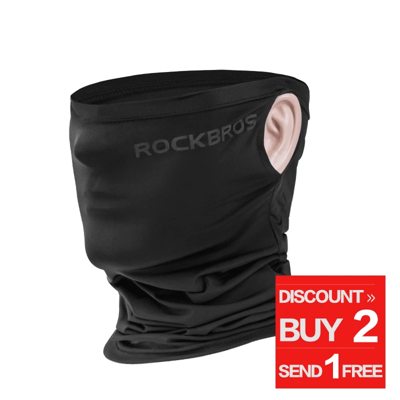 Black ears 3 pieces ROCKBROS походные шарфы Бандана Мужская впитывающая пот дышащая походный шарф для шеи Теплая Беговая велосипедная тактическая Балаклава маска для лица - Цвет: Black ears 3 pieces