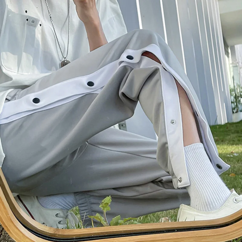 Брюки мужские с боковыми пуговицами модные рандомные повседневные