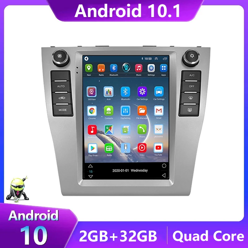 

Автомагнитола для Toyota Camry 2006-2011, Android 11, автомобильный радиоприемник, мультимедийный плеер без DVD, GPS-навигация, Тесла-тип, вертикальный экран