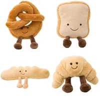 soft cartoon figure pretzel crossant toast bread doll plush food toy stuffed baguette poach egg decor doll for girl kid birthday