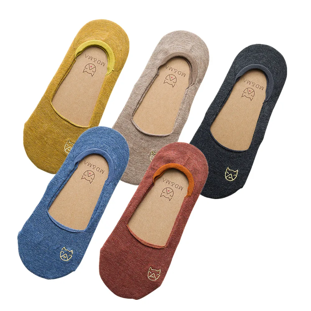 

New Women's Socks Summer Silicone Invisible Socks Breathable Solid Color Thin Non-slip Embroidered Boat Socks