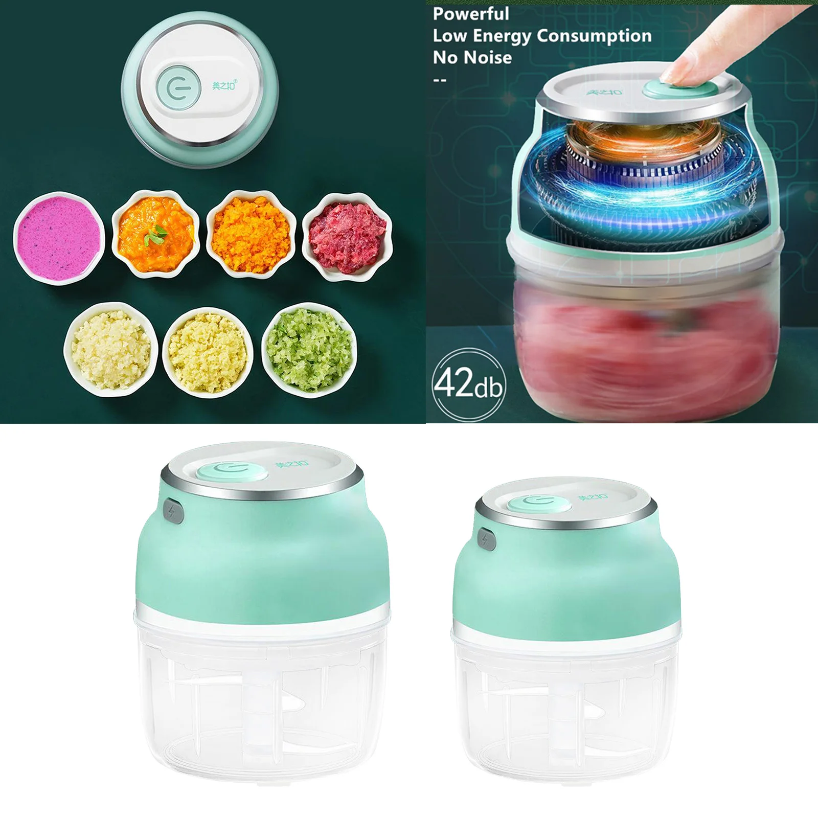 

Mini Electric Garlic Press Powerful Cordless Meat Mincer Food Chopper Portable for Travel Camping Picnic
