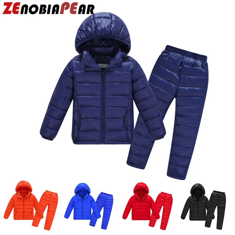 

Children Clothing Set Down Jackets Waterproof Warm Windproof 3-14 Years Old Autumn Winter Boys Jacket Trousers Kids Sports Suit