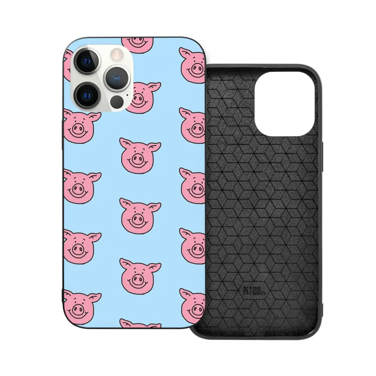 

Percy Pig PC Glass TPU Phone Bumper for iPhone 13 12 11 Pro Max Mini