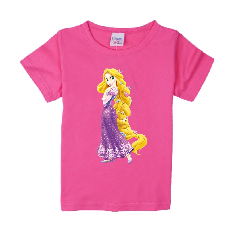 2021 Summer Fashion Rapunzel Princess Baby Clothing girls T-Shirts Children Cotton Casual T Shirt Kids Tops Tee | Мать и ребенок