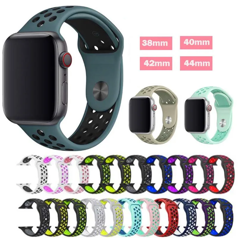 Силиконовый ремешок для часов Apple watch 44 мм/40 мм iWatch 42 мм/38 дышащий спортивный