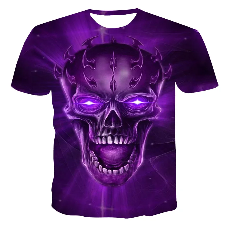 

2021 Summer Fashion 3D Skull Printed Men's T-shirt Breathable Street Clothing Stitching Printed T-shirt Male XXS-6XL