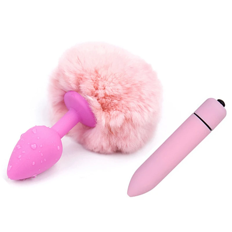 Кролик анальный хвост пуля Анальная пробка Стимулятор клитора Вибратор массажер