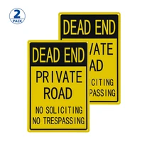 2 pack vintage tin sign legend dead end private road no trespassing 12 high x 8 wide black on yellow