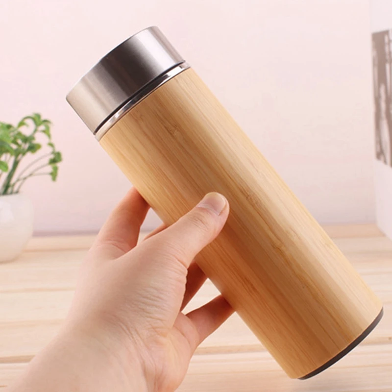 

Creative Bamboo Cup Stainless Steel Insulated Water Bottle Coffee Insulation Water Bottle Vacuum Bottle