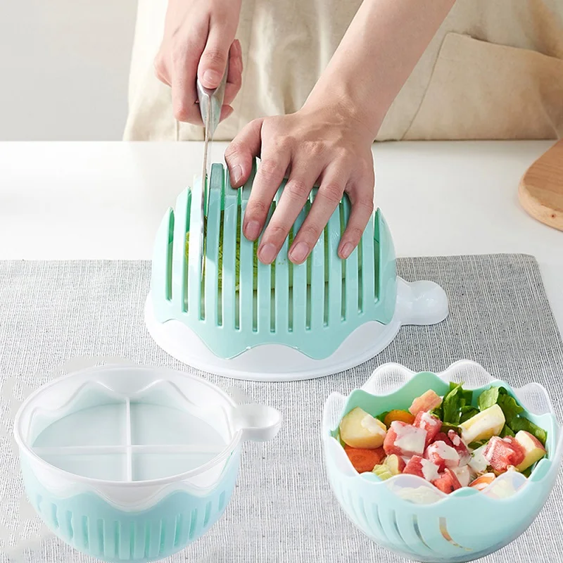 

Kitchen fruit Salad Cut Vegetable Storage Box Filter Bowl Creative Wavy Vegetable And Fruit Salad Maker Kitchen Gadget