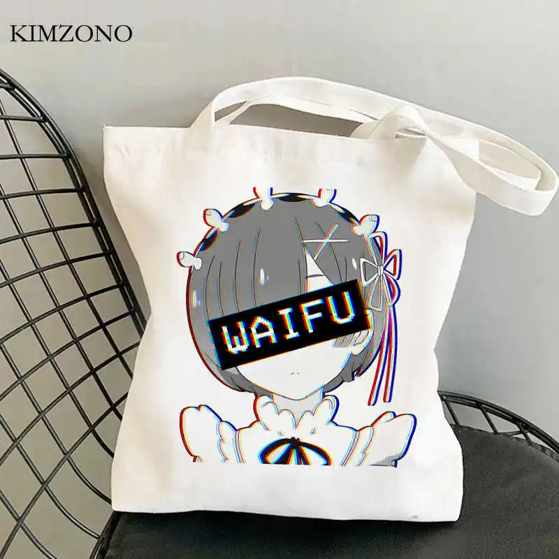 

Re Zero Kara Hajimeru Isekai Seikatsu shopping bag canvas bolsa reusable bolsas de tela shopper bag reciclaje bolsas ecologicas