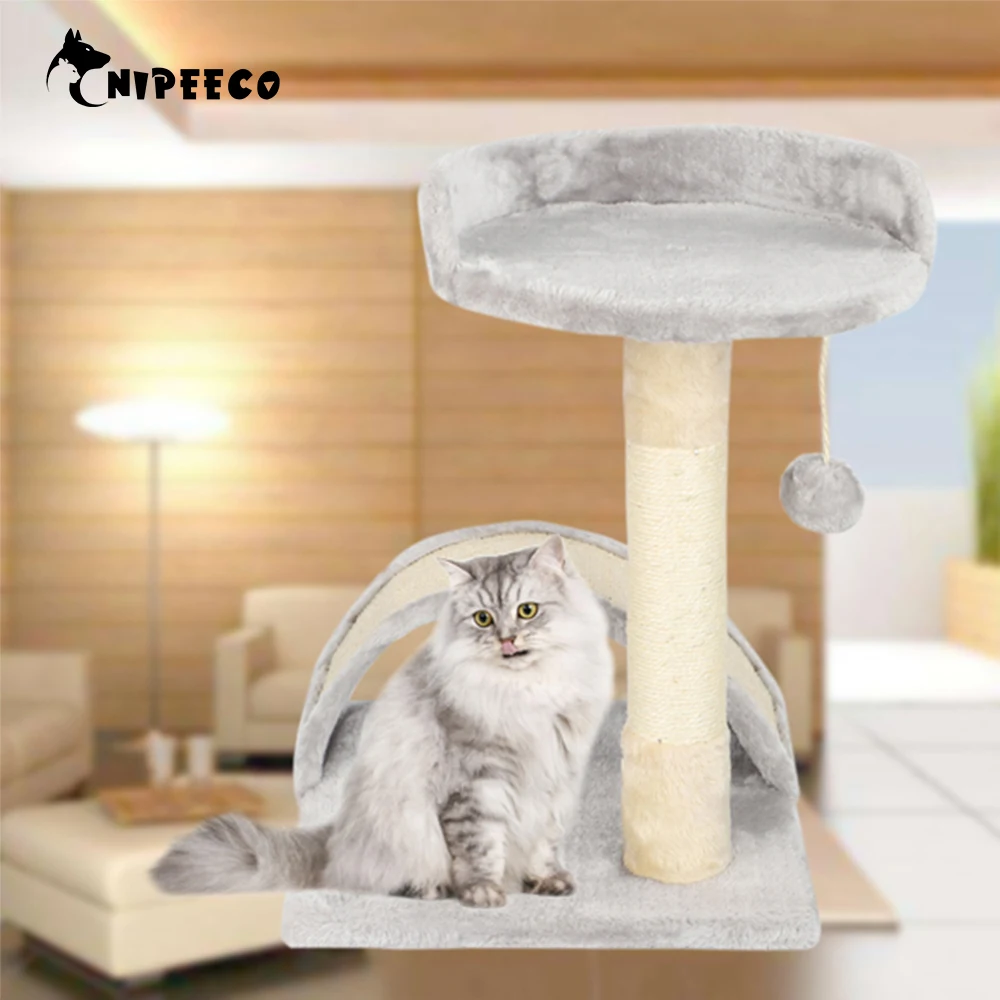 

NIPEECO Cat Climbing Tree with Platform and Tunnel Climbing Tower Activity Center for Cats Care Paw Leisure and Entertainment