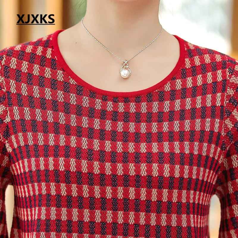 XJXKS модный Свободный женский тонкий свитер большого размера с круглым вырезом
