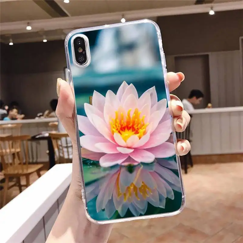 

Summer Lotus Flowers pattern Phone Case Transparent soft For iphone 5 5s 5c se 6 6s 7 8 11 12 plus mini x xs xr pro max
