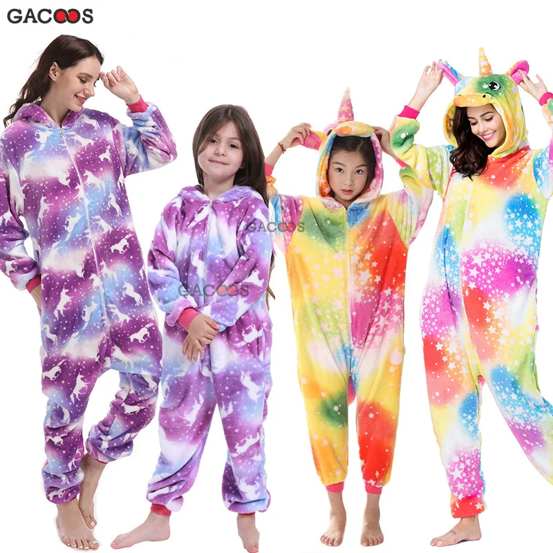 Зимние пижамы с единорогом для детей Пижамы маленьких девочек Одежда сна