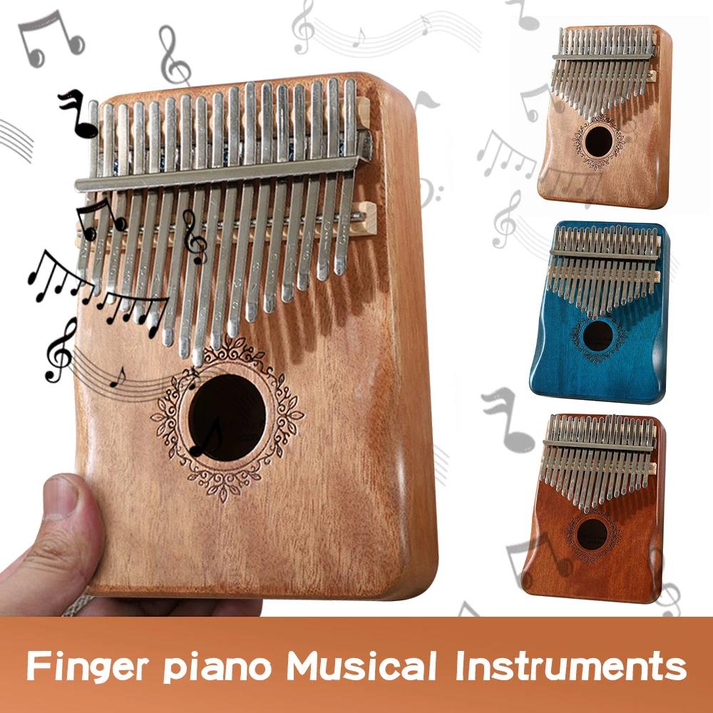 

Kalimba 17 Keys Thumb Piano Handguard Wood Mahogany Mbira Body Musical Instrument Mini Finger Piano Music Box Kids Adults Gift