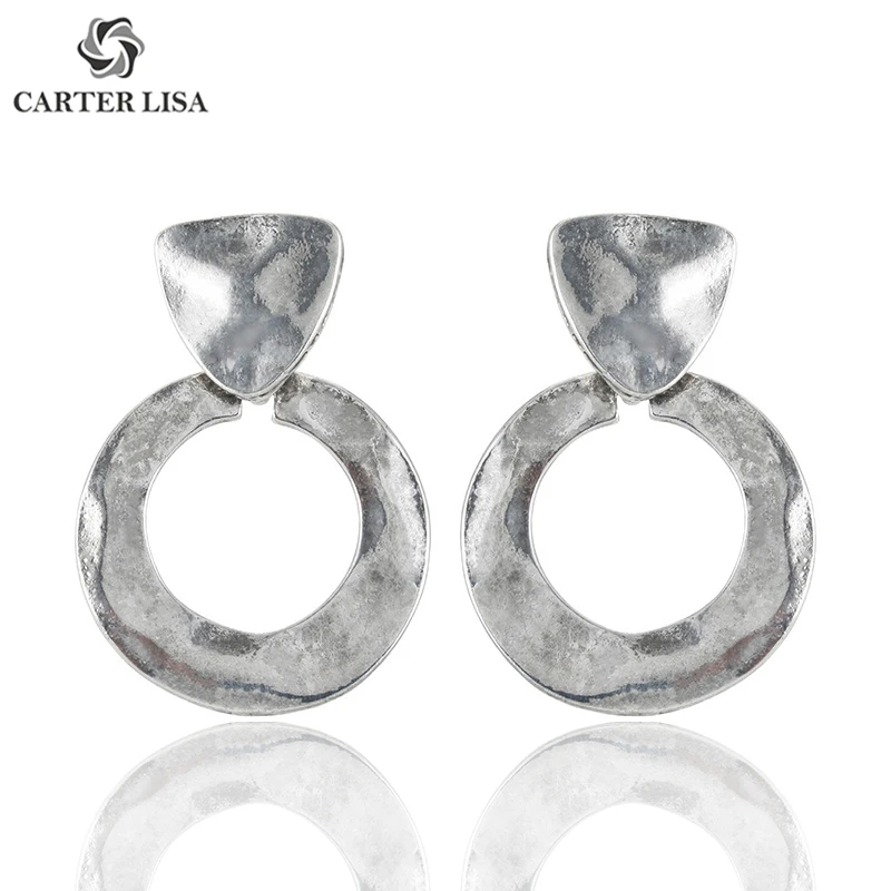 CARTER LISA модные дизайнерские металлические геометрические свисающие серьги