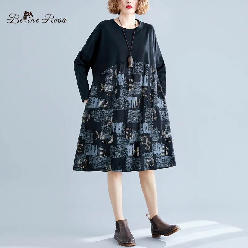 BelineRosa осенне зимнее Повседневное платье для женщин большого размера Одежда