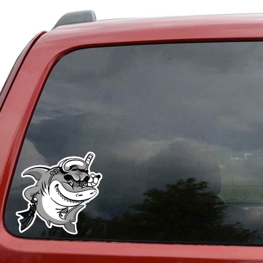 

14cmx13cm Funny shark Car-Sticker Automobiles Motorcycles Window Bumper Laptop Vinyl Decal PVC Decorative Goods