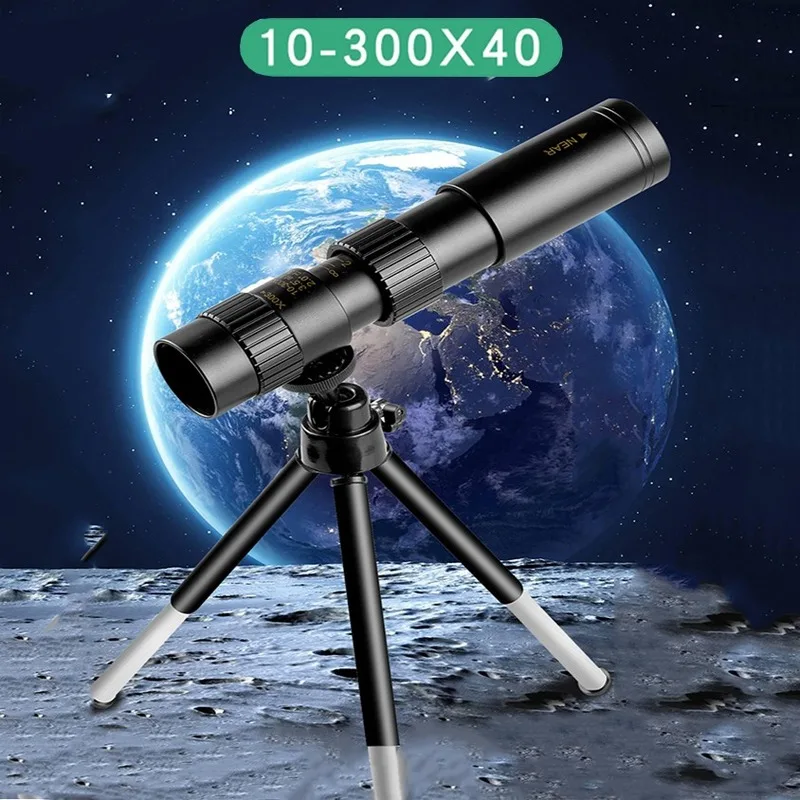 4k 10-300x40mm Super Telephoto Zoom Monocular Telescope with Tripod & Clip Mobile Phone Accessories