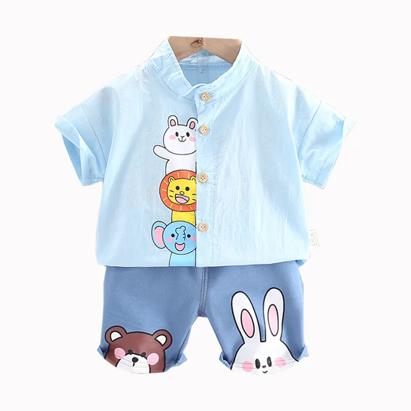 

Summer Baby Boys Clothing Set Toddler Infant Casual Clothes Children Short Sleeve Shirt Shorts Cartoon Kids Outfit