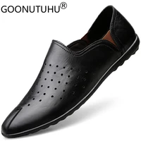 fashion mens shoes casual leather breathable loafers male summer comfortable slip on shoe man driving shoes for men size 36 47